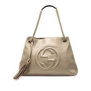 GUCCI Gold Leather Tote Bag